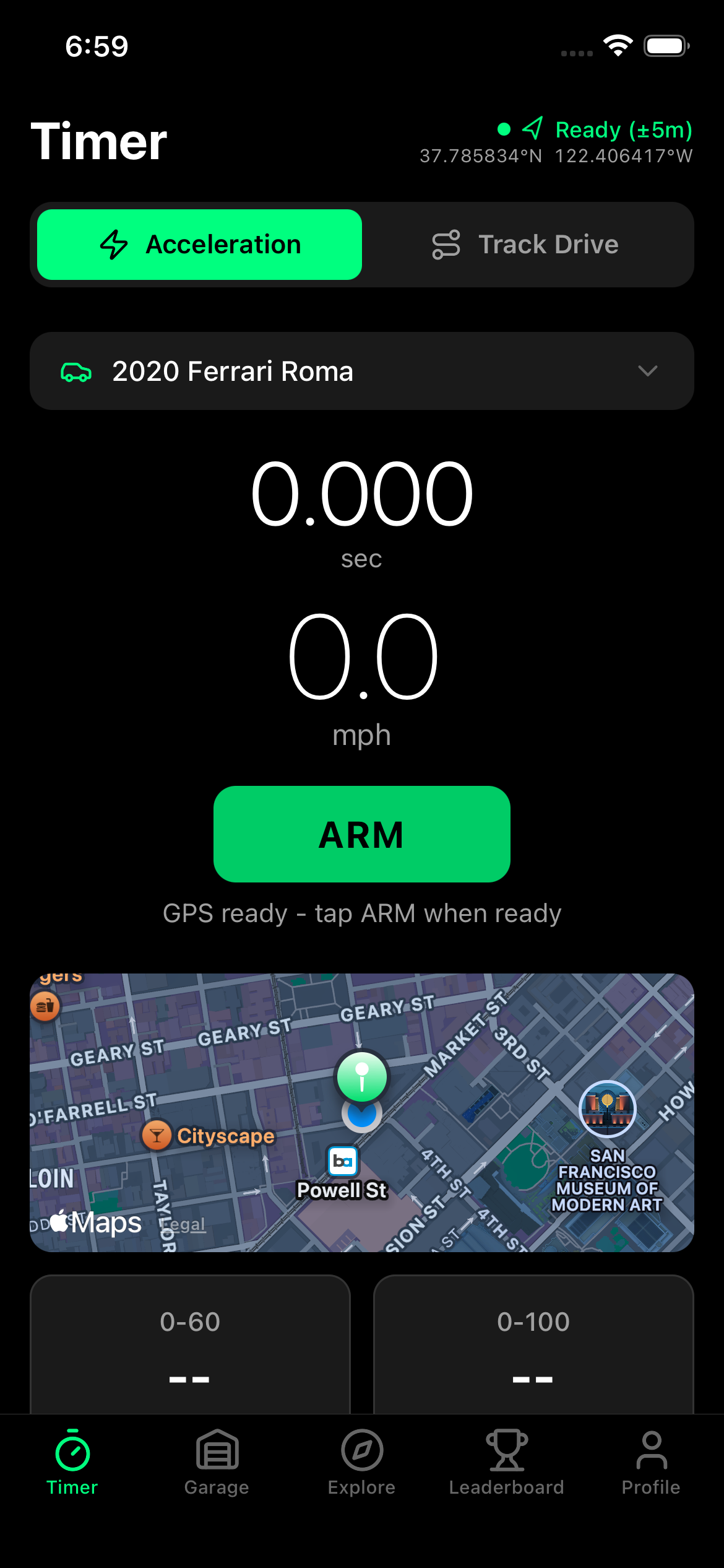 Track Timer Free GPS 0-60 Timer for iPhone — FastTrack